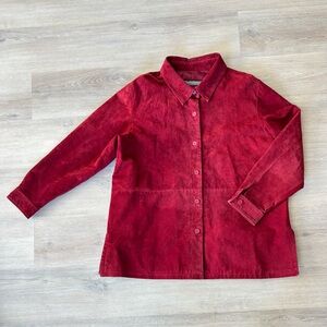 Red Suede Button-Up Coat